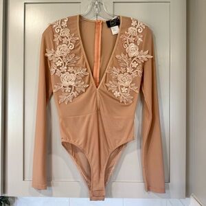 12th Tribe Sheer Bodysuit with Appliqué